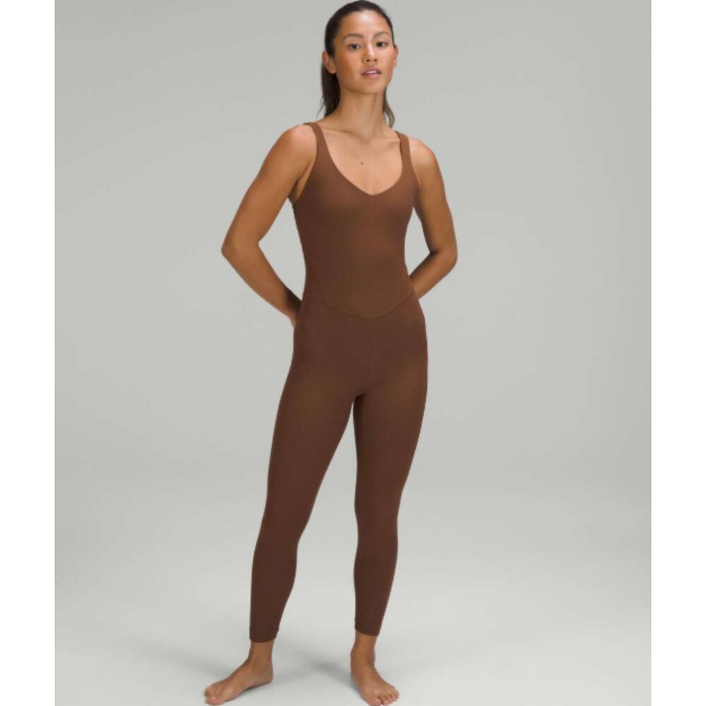 Lululemon Align Ribbed Bodysuit 25" Roasted Brown, Size 2, W1DW9S